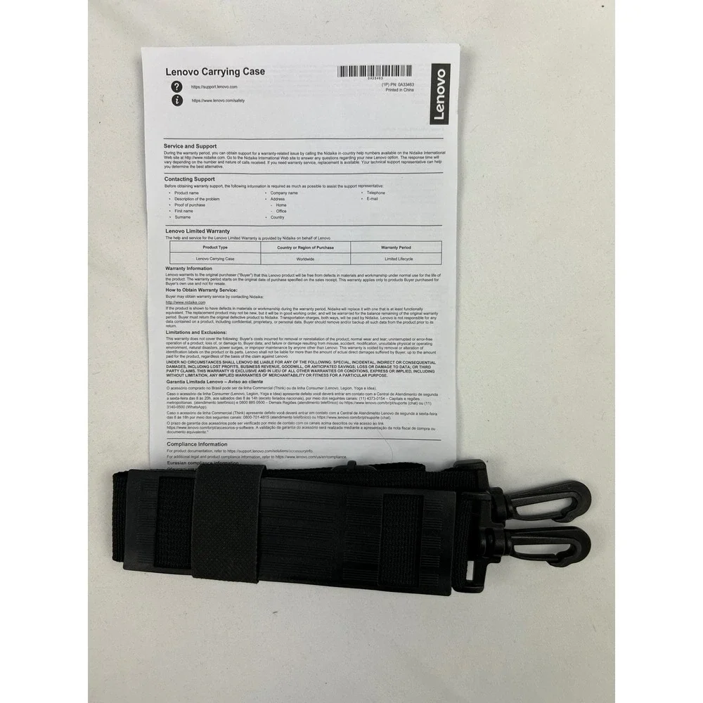 Lenovo Laptop Casual Toploader T210 Bag 17-inch Black Polyester NWT